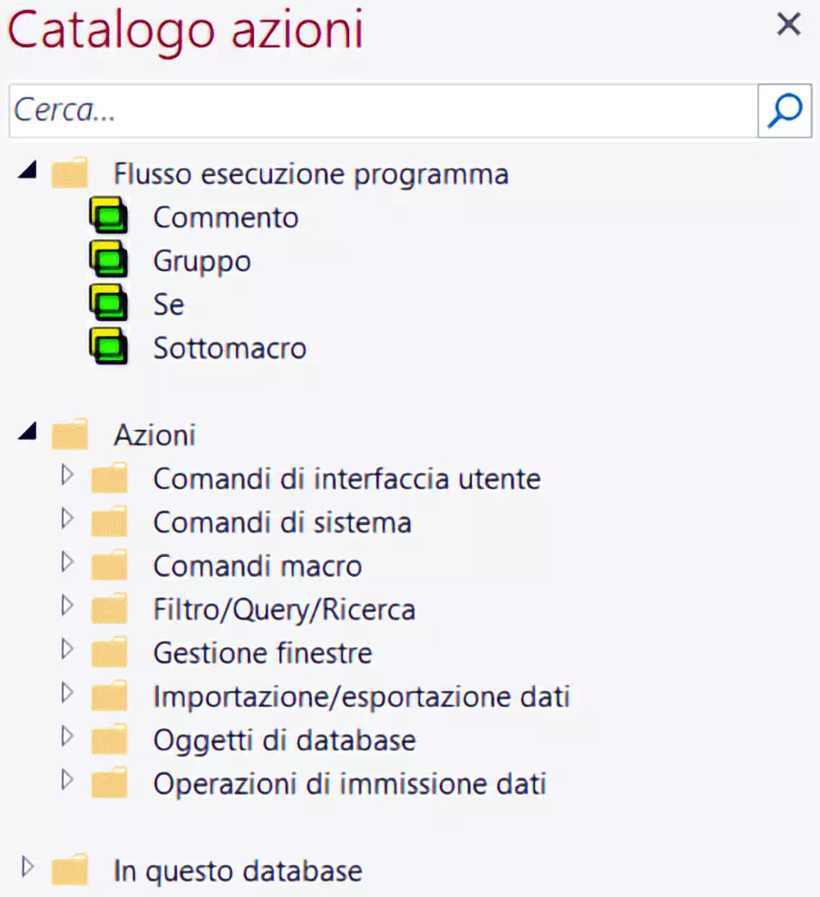 Access. Creare una macro dal Catalogo azioni