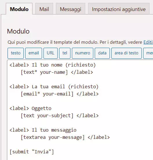 Configurare Contact Form 7 (#CF7) per WordPress 