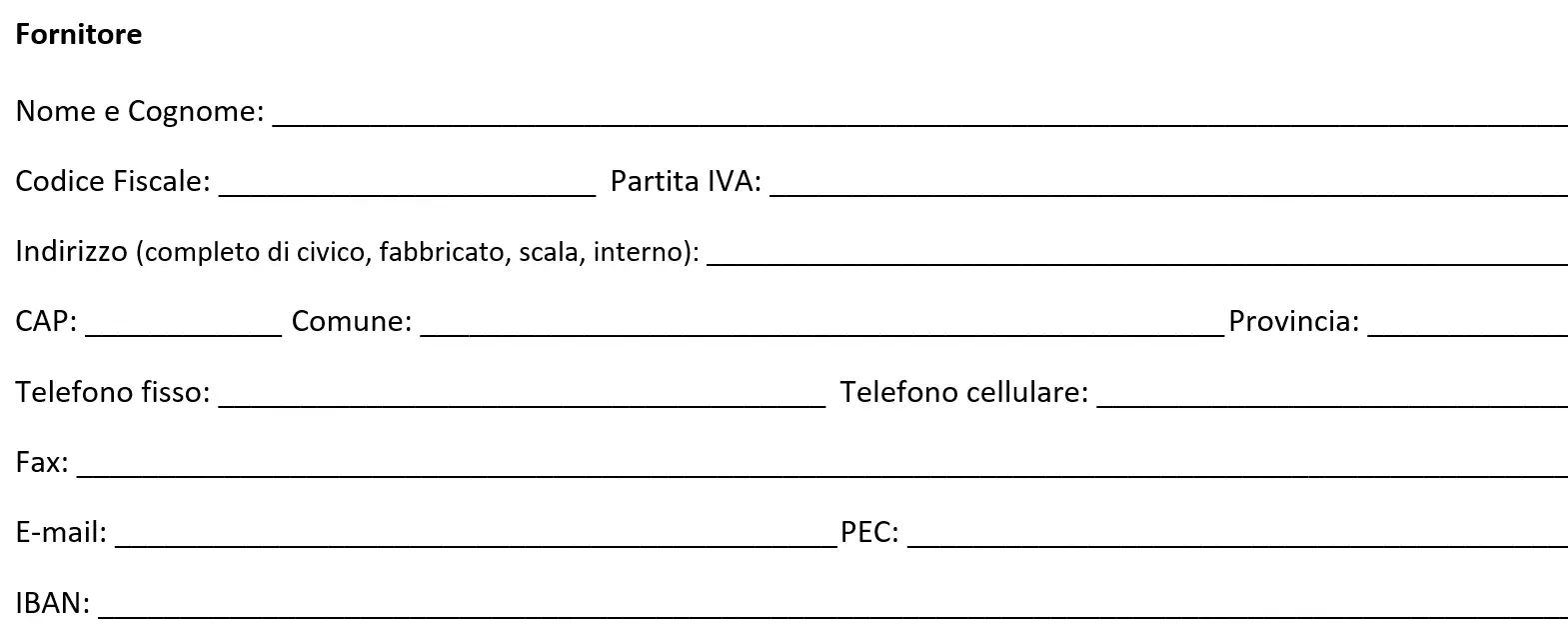 Contratto sito web - fornitore