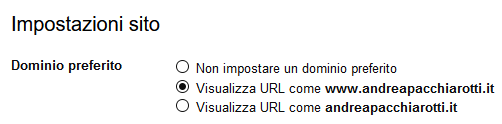 Impostare il dominio preferito