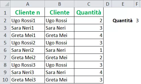 Excel Ottenere il 2°, il 3°, l'ennesimo, valore corrispondente