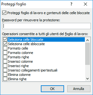 Protezione del foglio di lavoro