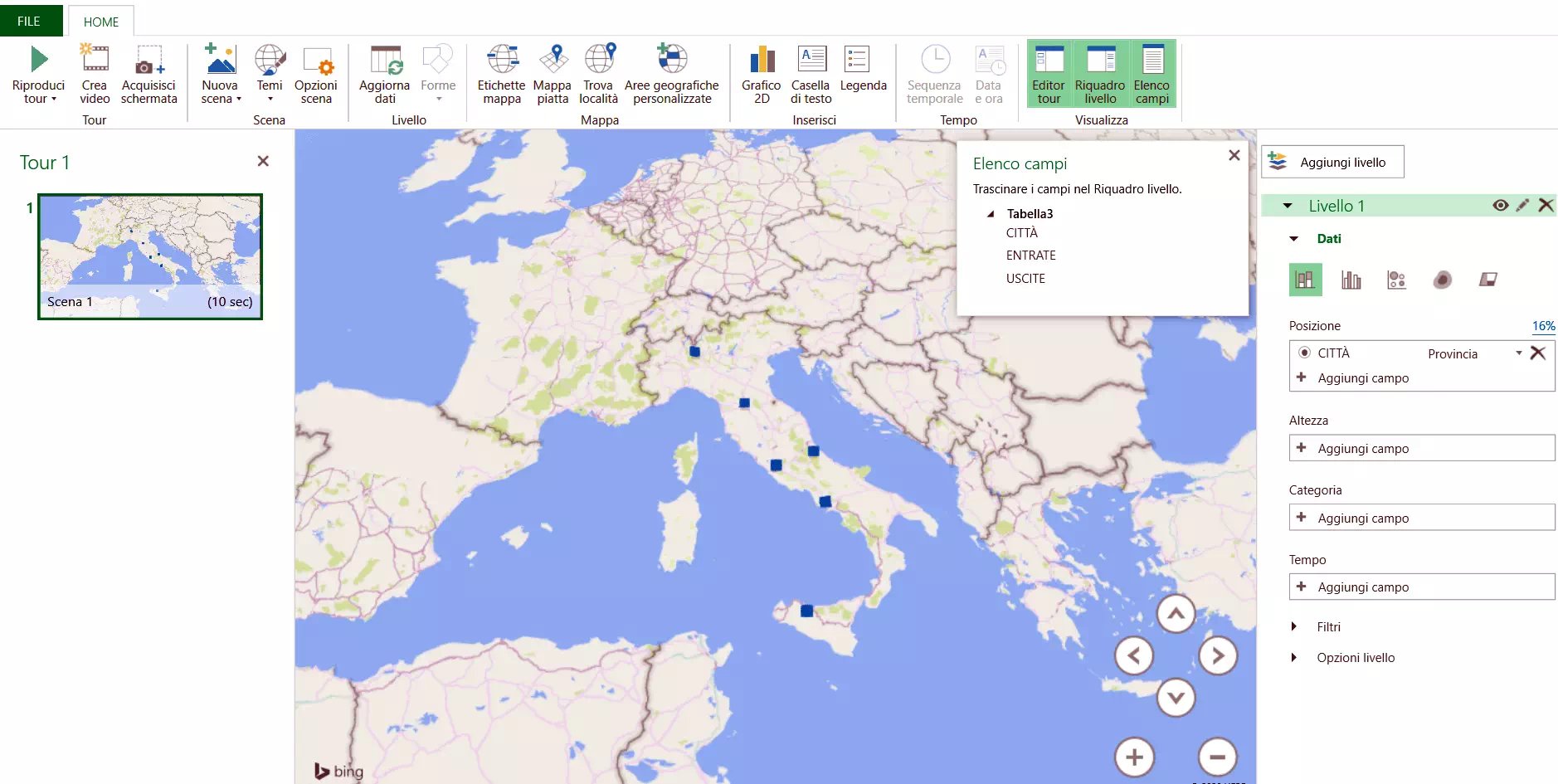 Mappa 3D di Power Map