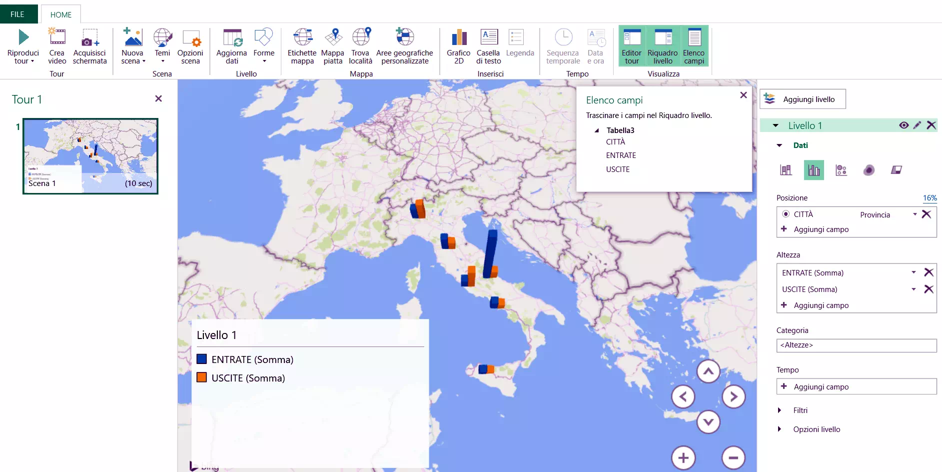 Mappa 3D di Power Map